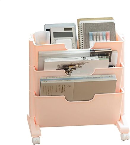 Mobile Bookshelf,3-Tier Rolling Mobile Book Shelf Cart – Versatile Under Desk Storage for Office, Books, Documents & Supplies – Space-Saving Solution on Wheels in Saudi Arabia