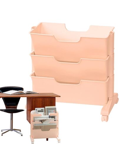 Mobile Bookshelf,3-Tier Rolling Mobile Book Shelf Cart – Versatile Under Desk Storage for Office, Books, Documents & Supplies – Space-Saving Solution on Wheels in Saudi Arabia