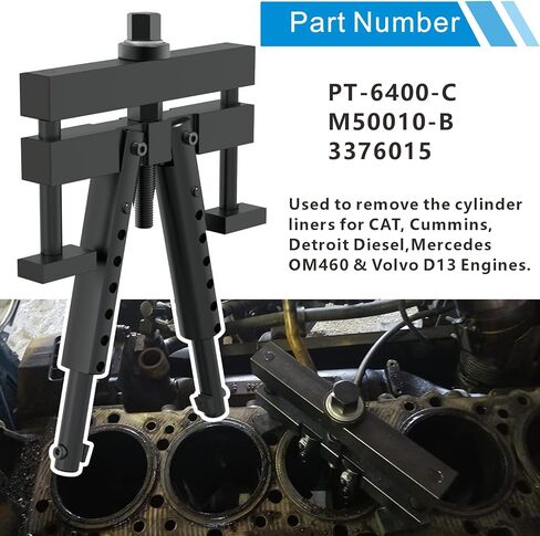 أداة سحب بطانة الأسطوانة العالمية لـ Cummins CAT Mack، محركات الديزل تتحمل 3-7/8 بوصة إلى 6-1/4 بوصة - تحل محل PT-6400-C M50010-B (ساحبة المحرك) in Kuwait