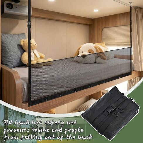 RV Bunk Bed Safety Net with Hardwares 59 x 19.7 Adjustable Bunk Netting for Camper Motor Home Trailer Fifth Wheels Guard Rail Bedding Accessories Mesh Barrier for Upper Bunks in Saudi Arabia
