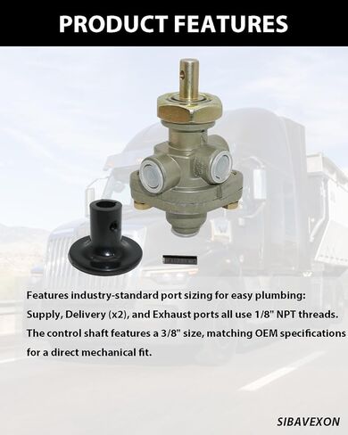 276567 صمام التحكم في داش PP-1 40 رطل لكل بوصة مربعة | صمام فرامل الطوارئ للدفع/السحب 1/8 بوصة NPT | يستبدل Bendix 276567، Haldex KN20021 لشبه الشاحنة والمقطورة in Kuwait