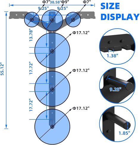 حامل أثقال فردي للتخزين على الحائط مع مسحوق أسود مطلي لصالة الألعاب الرياضية المنزلية، وصالة الألعاب الرياضية في المرآب (قطعتان) in Kuwait