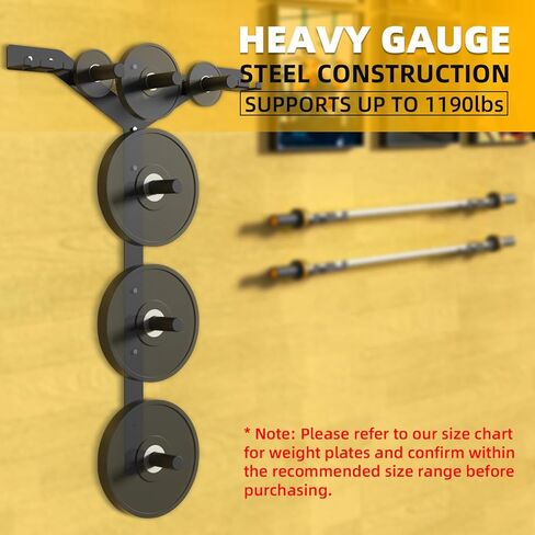 حامل أثقال فردي للتخزين على الحائط مع مسحوق أسود مطلي لصالة الألعاب الرياضية المنزلية، وصالة الألعاب الرياضية في المرآب (قطعتان) in Kuwait