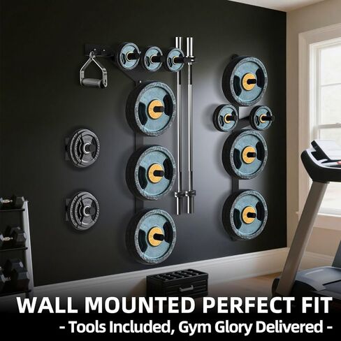 حامل أثقال فردي للتخزين على الحائط مع مسحوق أسود مطلي لصالة الألعاب الرياضية المنزلية، وصالة الألعاب الرياضية في المرآب (قطعتان) in Kuwait