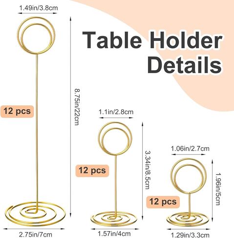 36 Pack Table Number Holders Place Card Photo Memo Stand for Wedding Party Office Display Reception Birthday Party Gold 3 Sizes (8.75, 3.35, 2 Inch) in Kuwait