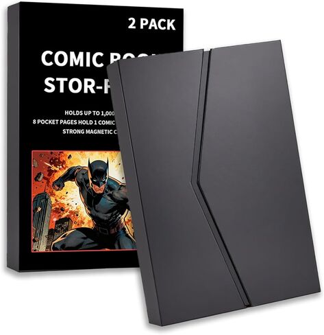 2-Pack Comic Book Stor-Folio - Portable Comic Books Storage Box with Strong Magnetic Closure,Exquisite Comics Book Case for Current,Silver Age,Regular Comics Books in Kuwait