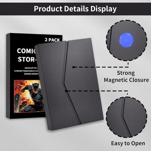 2-Pack Comic Book Stor-Folio - Portable Comic Books Storage Box with Strong Magnetic Closure,Exquisite Comics Book Case for Current,Silver Age,Regular Comics Books in Kuwait