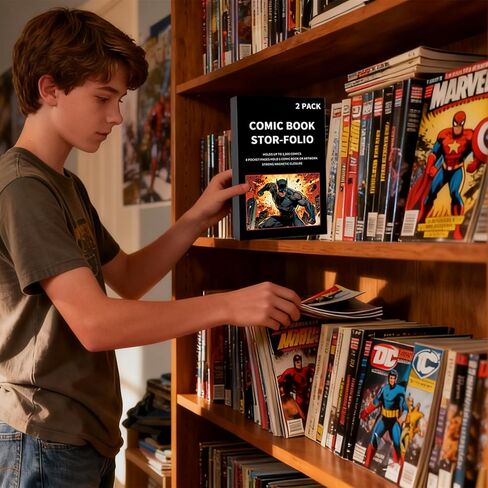 2-Pack Comic Book Stor-Folio - Portable Comic Books Storage Box with Strong Magnetic Closure,Exquisite Comics Book Case for Current,Silver Age,Regular Comics Books in Kuwait