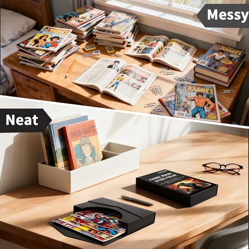 2-Pack Comic Book Stor-Folio - Portable Comic Books Storage Box with Strong Magnetic Closure,Exquisite Comics Book Case for Current,Silver Age,Regular Comics Books in Kuwait