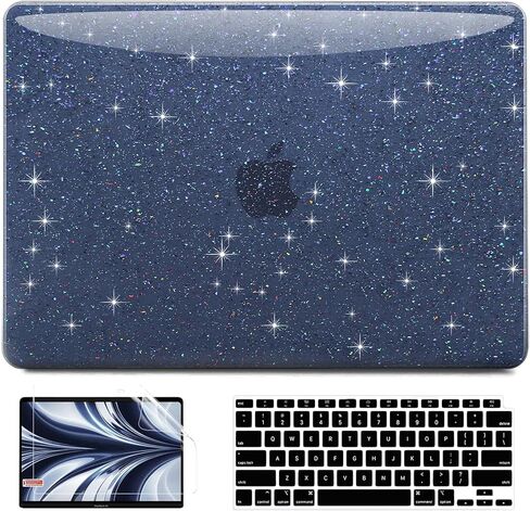متوافق مع حافظة MacBook Air 13 بوصة 2022 2021 2020 2019 2018 إصدار M1 A2337 A2179 A1932، حافظة صلبة بتصميم لامع وواقي شاشة وغطاء لوحة مفاتيح، أزرق لؤلؤي in Kuwait