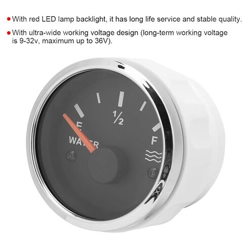 مقياس مستوى المياه الرقمي ذو الجهد الفائق مع إضاءة خلفية LED للسيارات والمحرك البحري - مقياس مستوى المياه من الفولاذ المقاوم للصدأ 316 لتر، حماية من القطب الكهربائي العكسي in Saudi Arabia