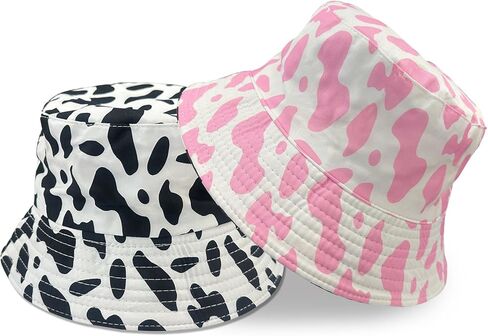 قبعات دلو ذات وجهين للنساء والرجال | قبعة دلو الشمس 2 في 1 قابلة للتعبئة مع طباعة مزدوجة الجوانب للشاطئ والسفر in Kuwait