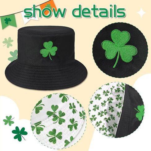 St. Patrick's Day Bucket Hat Shamrock Bucket Cap for Women Men Unisex Sun Cap Packable Outdoor Fisherman Hat Headwear (Green) in Saudi Arabia