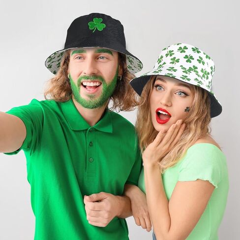 St. Patrick's Day Bucket Hat Shamrock Bucket Cap for Women Men Unisex Sun Cap Packable Outdoor Fisherman Hat Headwear (Green) in Saudi Arabia