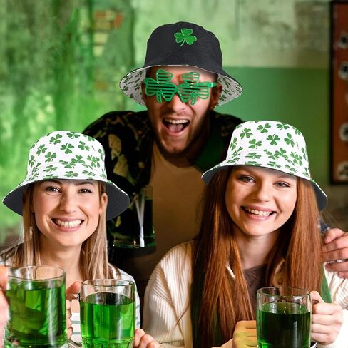 St. Patrick's Day Bucket Hat Shamrock Bucket Cap for Women Men Unisex Sun Cap Packable Outdoor Fisherman Hat Headwear (Green) in Saudi Arabia