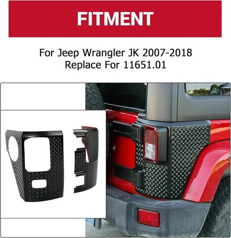 درع الجسم لواقي الزوايا الخلفية متوافق مع 2007-2018 Wrangler JK JKU، استبدل 11651.01 أغطية حواف الإضاءة الخلفية لوحة الربع الخلفي قطعتان in Kuwait