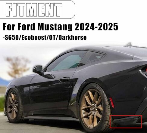 زوج من موزع المصد الخلفي لسيارة Ford Mustang Ecoboost GT Darkhorse S650 2024-2025 غطاء نهاية وصلات شريط الوجه الخلفي (أسود لامع) in Kuwait