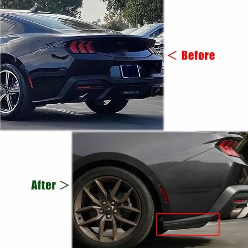 زوج من موزع المصد الخلفي لسيارة Ford Mustang Ecoboost GT Darkhorse S650 2024-2025 غطاء نهاية وصلات شريط الوجه الخلفي (أسود لامع) in Kuwait
