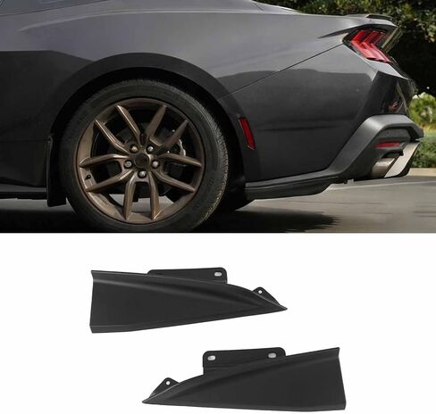 زوج من موزع المصد الخلفي لسيارة Ford Mustang Ecoboost GT Darkhorse S650 2024-2025 غطاء نهاية وصلات شريط الوجه الخلفي (أسود لامع) in Kuwait