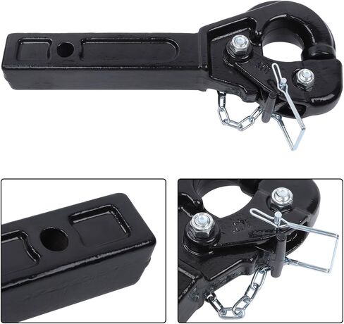 10-Ton Pintle Hitch for 2-Inch Receiver Hook Military Receiver 20000LBS Fits 2-1/2 in Lunette Ring Gloss Black Powder Coat in Saudi Arabia