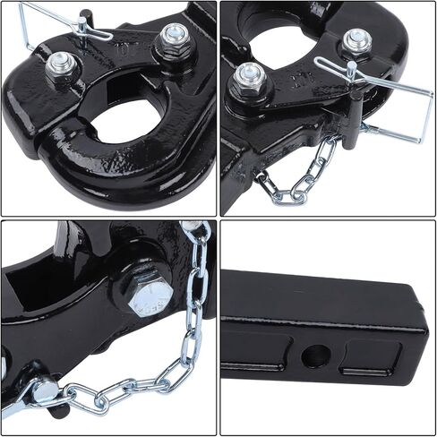 10-Ton Pintle Hitch for 2-Inch Receiver Hook Military Receiver 20000LBS Fits 2-1/2 in Lunette Ring Gloss Black Powder Coat in Saudi Arabia