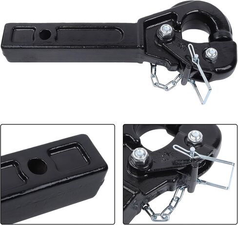 10-Ton Pintle Hitch for 2-Inch Receiver Hook Receiver 20000LBS Replacement for 2-1/2 in Lunette Ring Powder Coated Black in Saudi Arabia