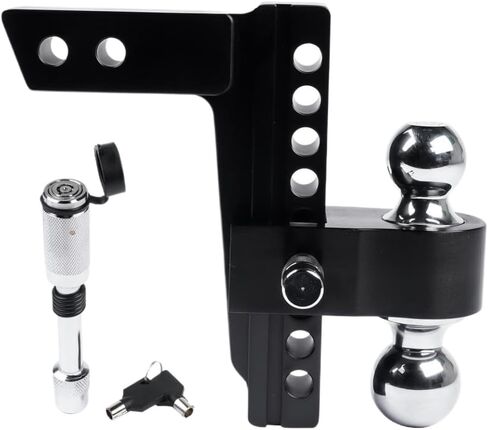 Black Adjustable Trailer Hitch for Solid Tube Hitch 12500 LBS 2 Inch and 2-5/16 Inch Balls 2 Inch Receiver 8 Inch Drop in Saudi Arabia