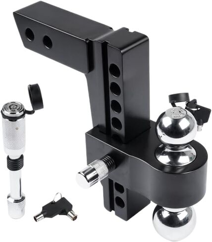 Black Adjustable Trailer Hitch for Solid Tube Hitch 12500 LBS 2 Inch and 2-5/16 Inch Balls 2 Inch Receiver 8 Inch Drop in Saudi Arabia