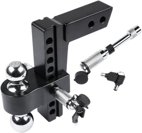 Black Adjustable Trailer Hitch for Solid Tube Hitch 12500 LBS 2 Inch and 2-5/16 Inch Balls 2 Inch Receiver 8 Inch Drop in Saudi Arabia