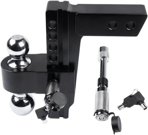 Black Adjustable Trailer Hitch for Solid Tube Hitch 12500 LBS 2 Inch and 2-5/16 Inch Balls 2 Inch Receiver 8 Inch Drop in Saudi Arabia