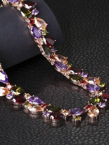 YouBella AAA Swiss Zircon Jewellery Gold Plated Collar Necklace for Women (Multi-Colour) (YBNK_5626) in Saudi Arabia