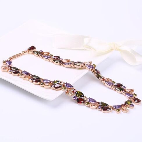 YouBella AAA Swiss Zircon Jewellery Gold Plated Collar Necklace for Women (Multi-Colour) (YBNK_5626) in Saudi Arabia