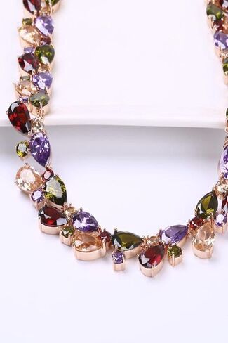 YouBella AAA Swiss Zircon Jewellery Gold Plated Collar Necklace for Women (Multi-Colour) (YBNK_5626) in Saudi Arabia