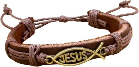 New 2026 Catholic Religious Church Christian Jesus Fish Leather Bracelets For Women Pulseira Masculina Cuff Men Bangle Jewerly Jewelry Fashion Accessories Creative Gift in Saudi Arabia