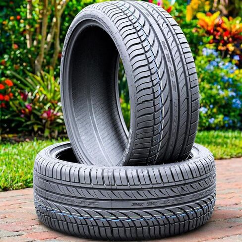 مجموعة من 4 (أربعة) إطارات Fullway HP108 لسيارات الركاب عالية الأداء لجميع المواسم - 235/45R18 235/45ZR18 235/45/18 235/45-18 نطاق تحميل 98 وات XL 4 طبقات BSW جدار جانبي أسود UTQG 380AA in Kuwait