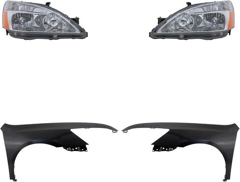 استبدال عدسة المصباح الأمامي والإسكان (اليسار واليمين) يناسب Honda Accord 2003-2005 2.4L I4 هالوجين (السائق والراكب) in Kuwait