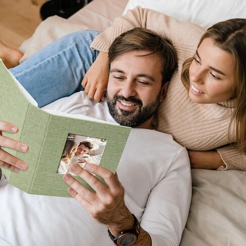 ألبوم صور مقاس 5 × 7، سجل قصاصات بغطاء قماشي سهل الارتداء مع نافذة أمامية، يحمل 52 صورة (26 جيبًا)، للأطفال، وحفلات الزفاف، والسفر، باللون الأخضر in Kuwait
