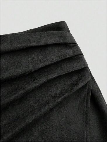 Verdusa Women's Plus Size Vintage Faux Suede Ruched Wrap Skirt Bodycon Mini Skirts Streetwear in Saudi Arabia