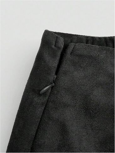 Verdusa Women's Plus Size Vintage Faux Suede Ruched Wrap Skirt Bodycon Mini Skirts Streetwear in Saudi Arabia