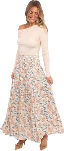 Petal & Pup Womens Seana-Shirred-Waist-Maxi-Skirt-Paisley in Saudi Arabia