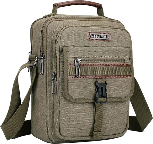 WITZMAN Crossbody Bag for Men Canvas Messenger Bags Vintage Man Purse Small Casual Shoulder Bag for Work Traveling in Saudi Arabia
