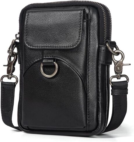 حقيبة كروس صغيرة من الجلد الطبيعي من Augus للهاتف الخلوي، محفظة كتف، حقيبة خصر للاستخدام اليومي للنساء والرجال in Kuwait