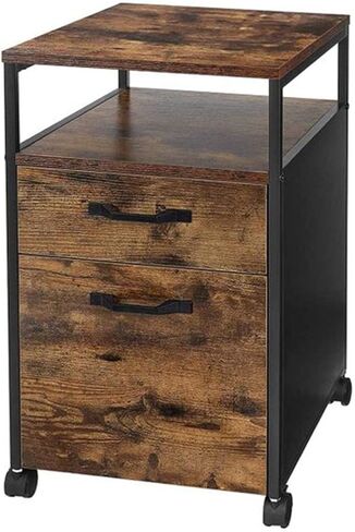 JITUIHOM Office File Cabinets Industrial Style Mobile Cabinet on Wheels with 2 Drawers Open Shelves for A4 Letter Paper File Cabinets in Saudi Arabia