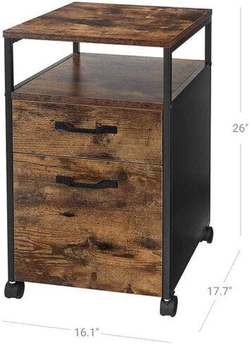 JITUIHOM Office File Cabinets Industrial Style Mobile Cabinet on Wheels with 2 Drawers Open Shelves for A4 Letter Paper File Cabinets in Saudi Arabia