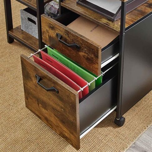 JITUIHOM Office File Cabinets Industrial Style Mobile Cabinet on Wheels with 2 Drawers Open Shelves for A4 Letter Paper File Cabinets in Saudi Arabia