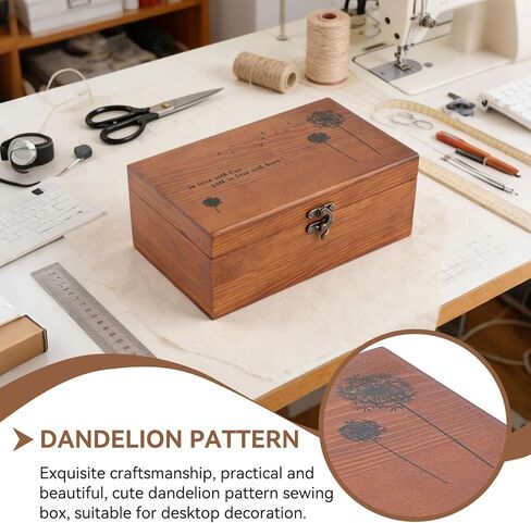 Wooden Sewing Box with Compartments, Vintage Sewing Case Wooden Sewing Basket for Sewing Tools Accessories (Empty Sewing Box) in Kuwait