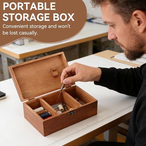 Wooden Sewing Box with Compartments, Vintage Sewing Case Wooden Sewing Basket for Sewing Tools Accessories (Empty Sewing Box) in Kuwait