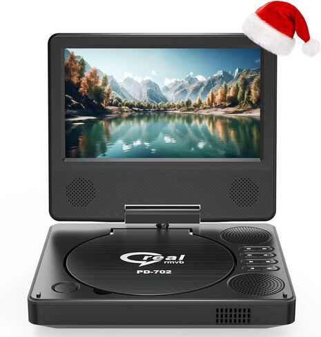 9.5" Portable DVD Player with 7.5" Swivel Display Screen, 5-Hour Built-in Rechargeable Battery, Car DVD Player,Supports SD Card/USB/CD/DVD and Multiple Disc Formats, High Volume Speaker,Black…… in Kuwait