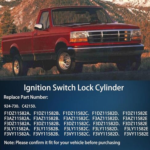 Ignition Lock Cylinder with Keys Compatible with 1992-1996 Ford Explorer/F150/F250/F350, 1993-1998 Lincoln Town Car Continental, 1990-1995 Mercury Sable Replace# 924-730 in Kuwait