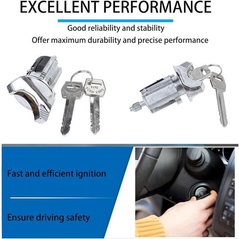 Ignition Lock Cylinder with Keys Compatible with 1992-1996 Ford Explorer/F150/F250/F350, 1993-1998 Lincoln Town Car Continental, 1990-1995 Mercury Sable Replace# 924-730 in Kuwait